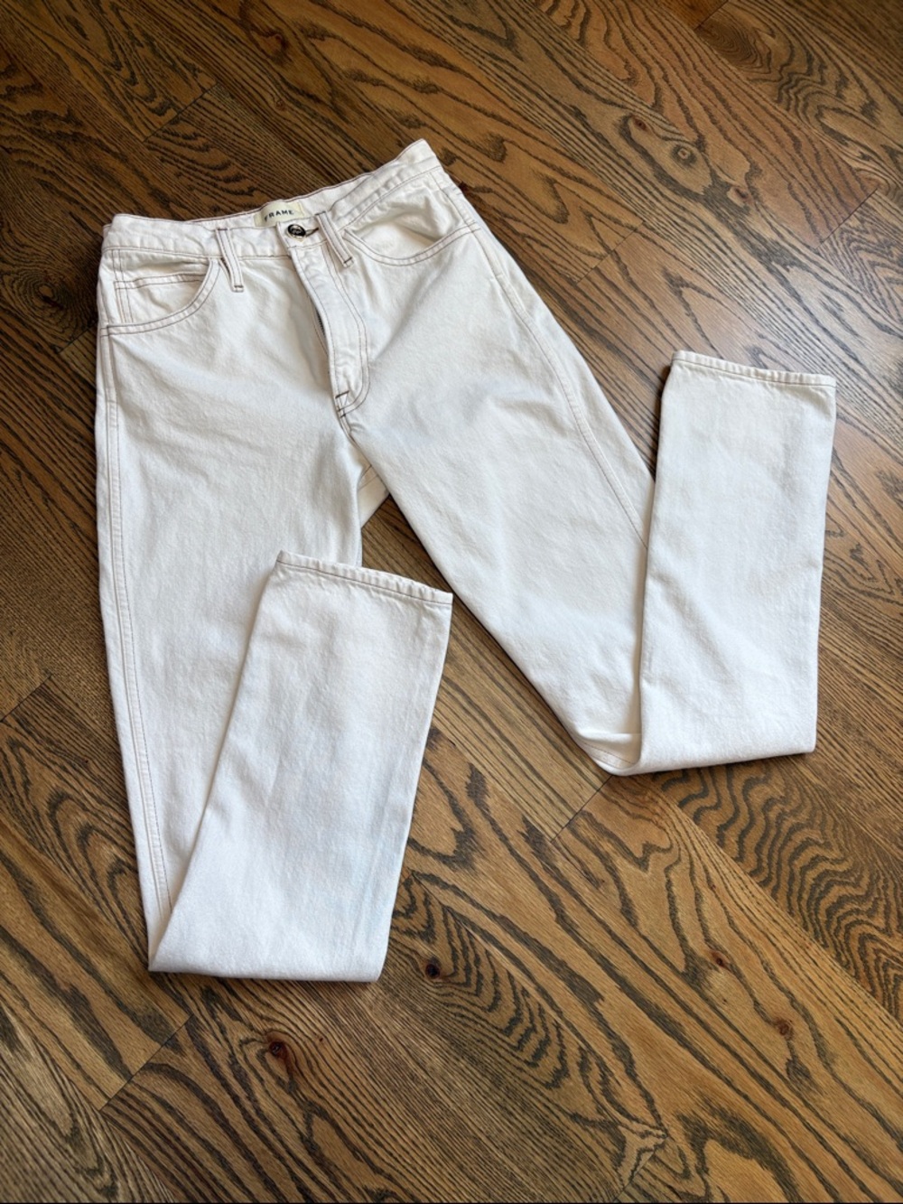 FRAME Ritz Paris Straight Leg Full Length Jeans in Blanc, 24